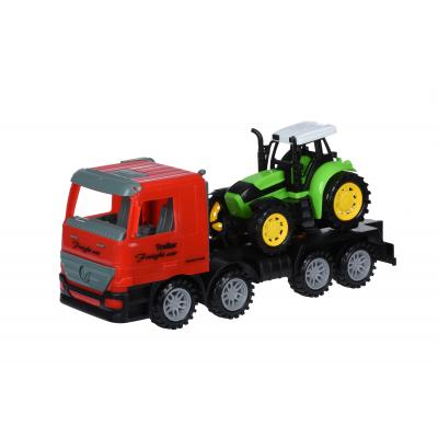 Спецтехніка Same Toy инерционный Super Combination Тягач Красный с трактором (98-84Ut-1) - изображение 1