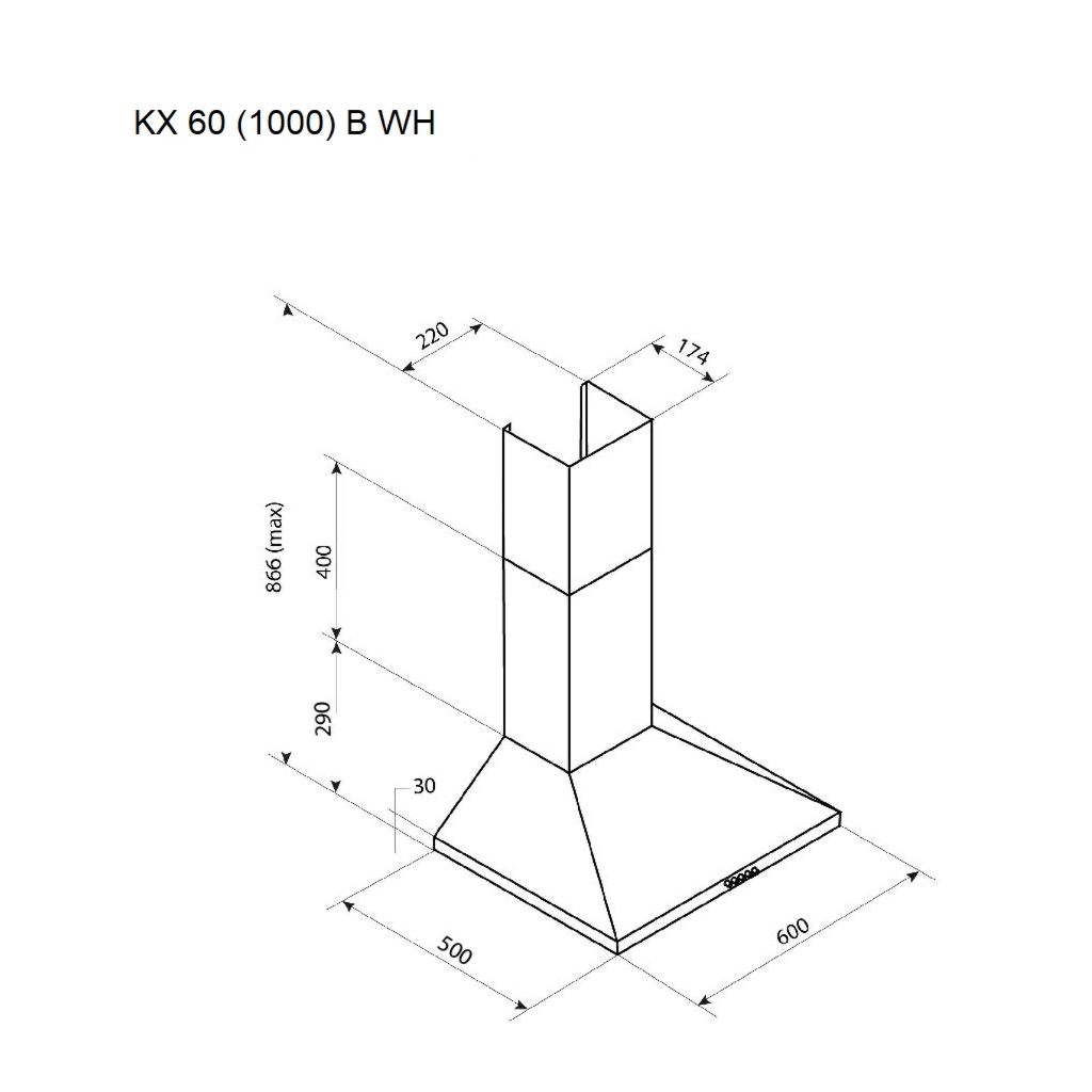 Витяжка кухонна Pyramida KX 60 (1000) B WH - зображення 7