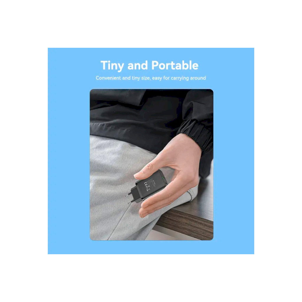 Зарядний пристрій Vention 2xUSB 38W (USB-C+USB-A) PD+QC3.0 black (FBIB0-EU) - зображення 9