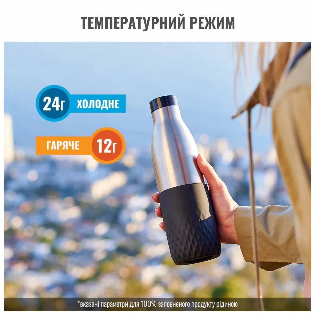 Термос Tefal Bludrop, 700мл, нержавіюча сталь, чорний (N3111110) - изображение 4