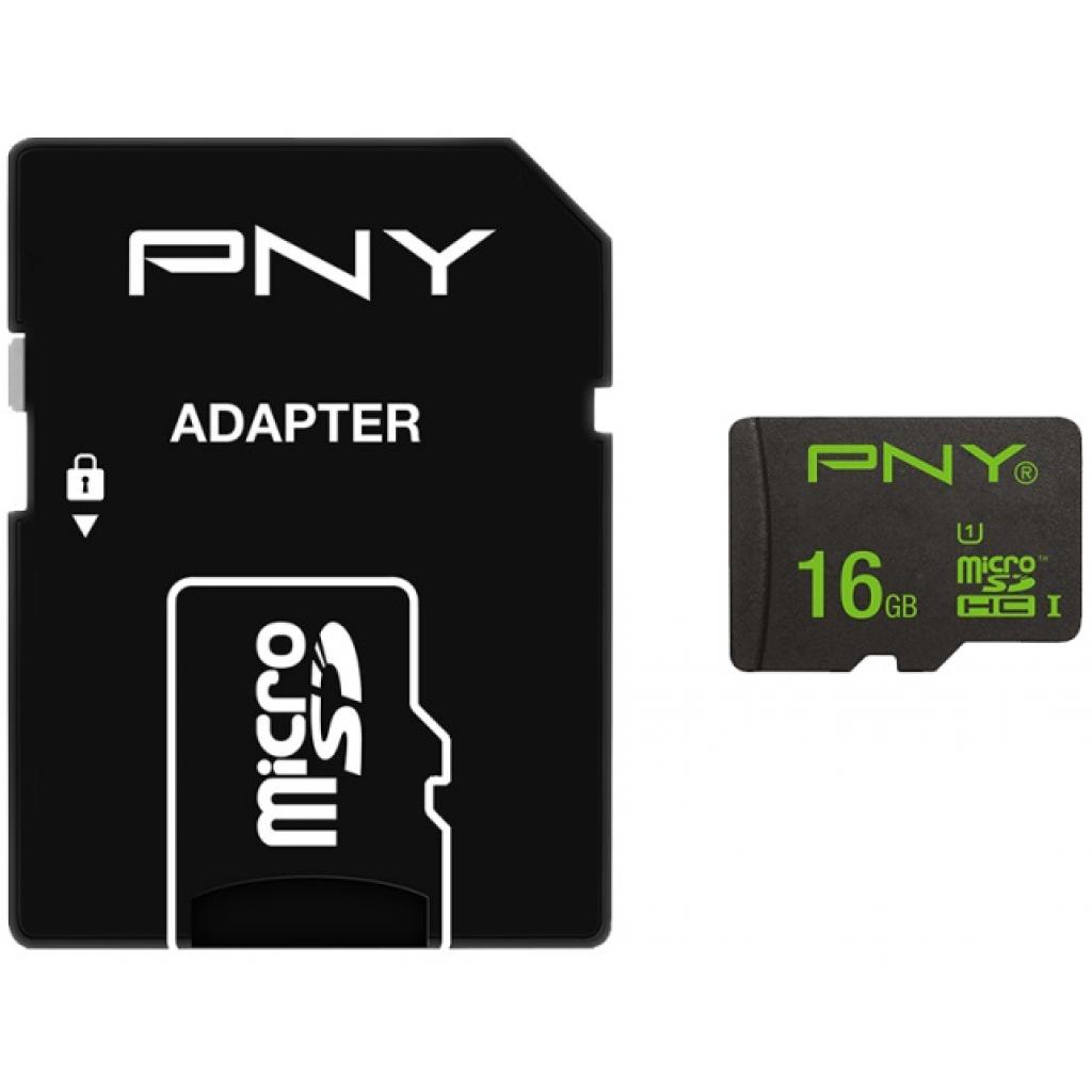 Карта пам'яті PNY flash 16GB microSDHC class 10 (SDU16GPER50-EF) - зображення 1