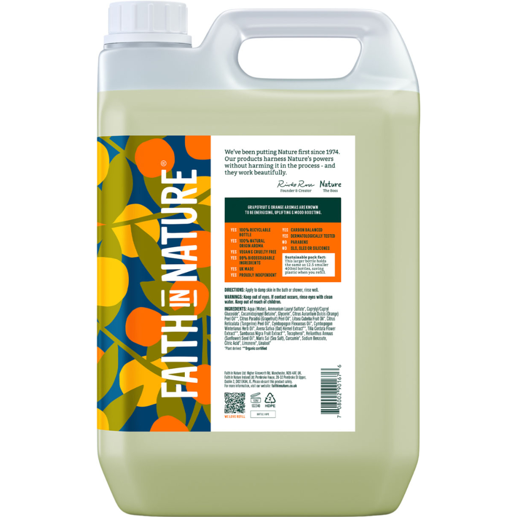 Гель для душу Faith in Nature Натуральний З грейпфрутом та апельсином 5 л (708002901676) - зображення 1