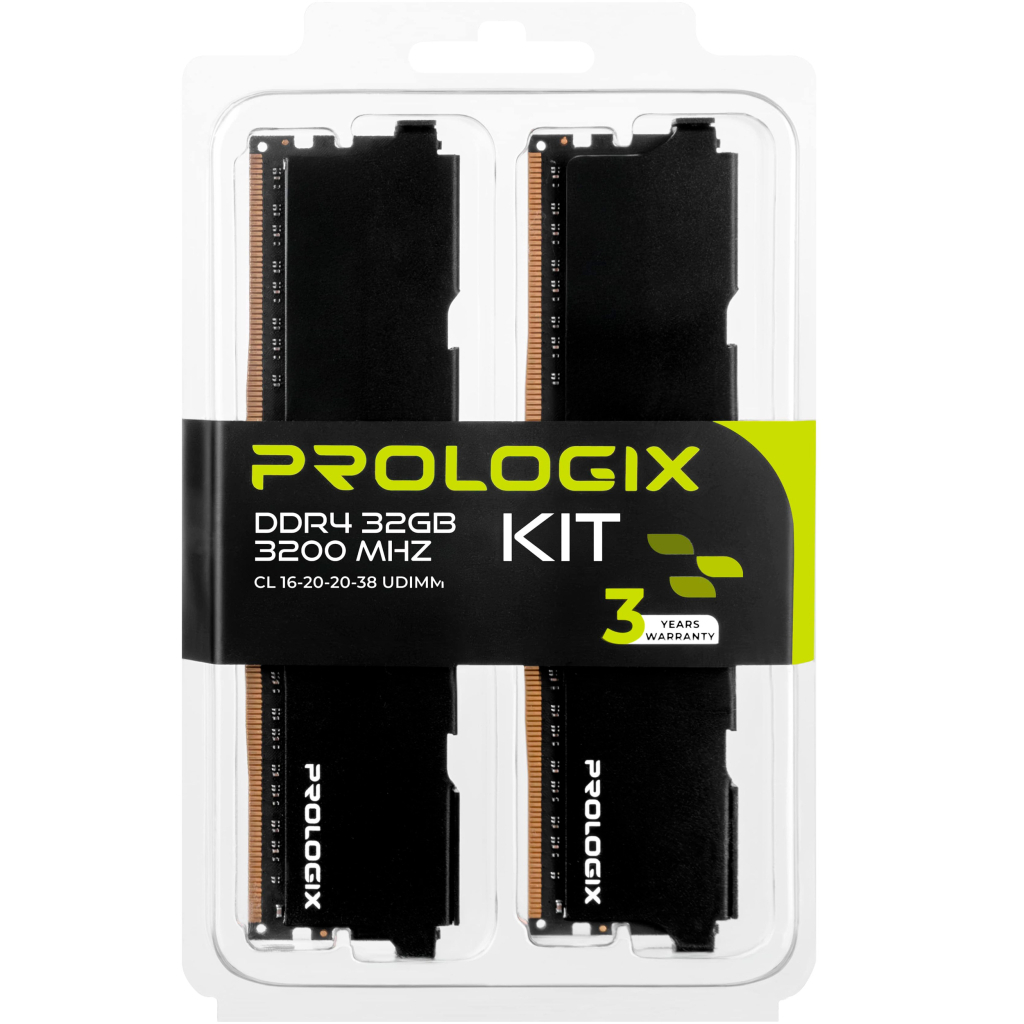 Модуль пам'яті для комп'ютера DDR4 32GB (2x16GB) 3200 MHz Black Prologix (PRO32GB3200B4K) - зображення 6