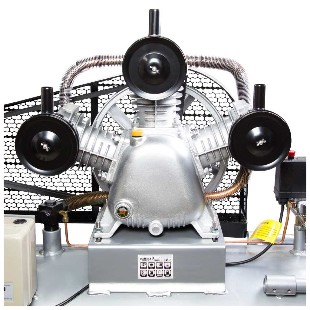 Компресор Sigma ремінний трициліндровий 380В 5.5кВт 865л/хв 10бар 200л (7044761) - зображення 3