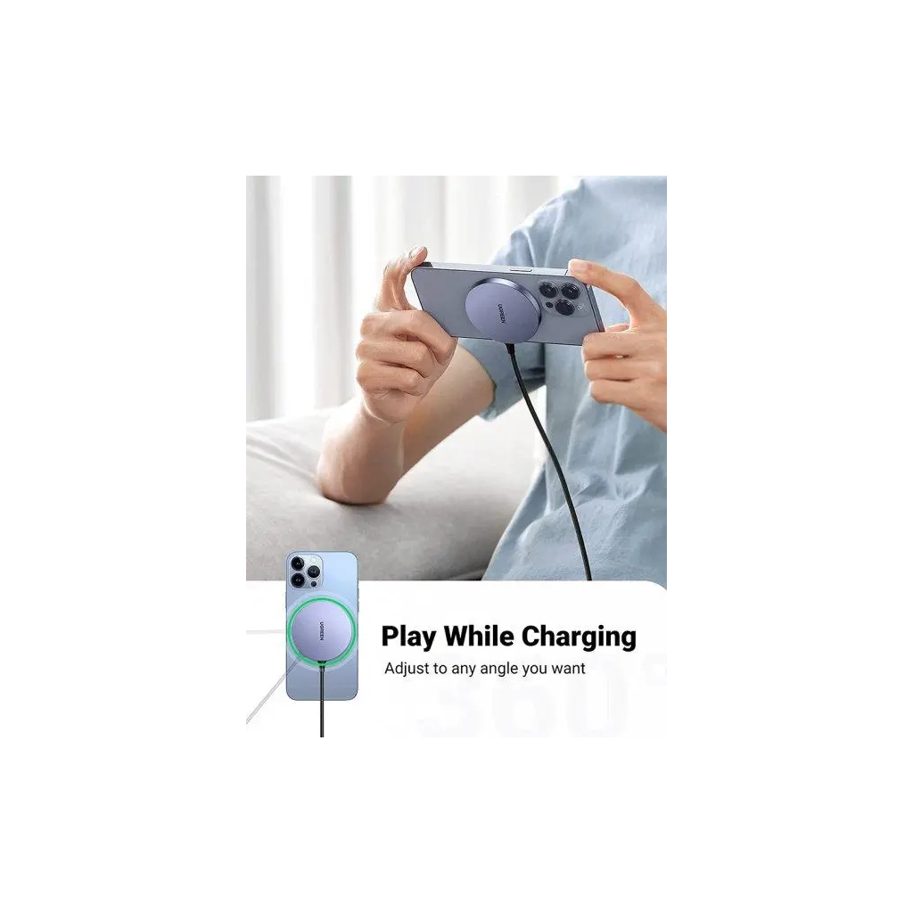 Зарядний пристрій Ugreen Magnetic Wireless Charger 15W CD245 (30233) - зображення 5