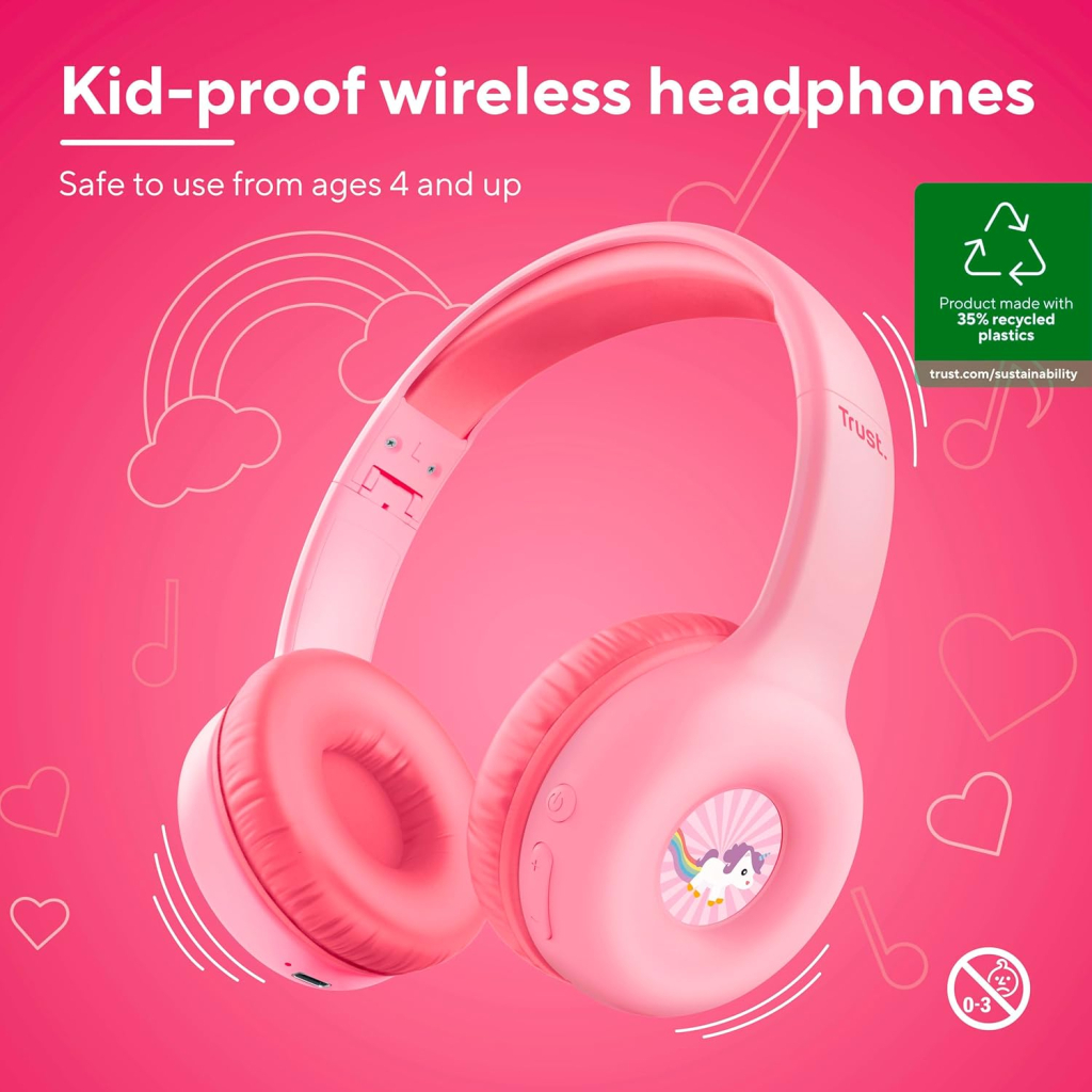 Навушники Trust Nouna Kids Wireless Pink (25274) - зображення 2