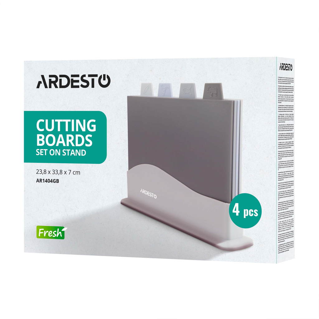 Дошка для нарізання Ardesto Fresh набір 4 шт на підставці (AR1404GB) - зображення 5