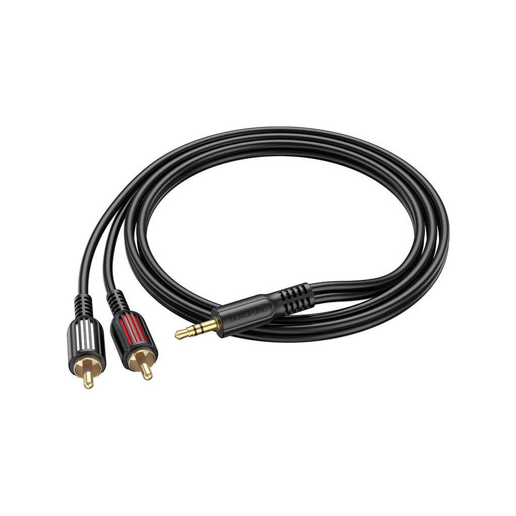 Кабель мультимедійний 3.5mm M to 2xRCA 1.5m Black BOROFONE (6974443382204) - изображение 4