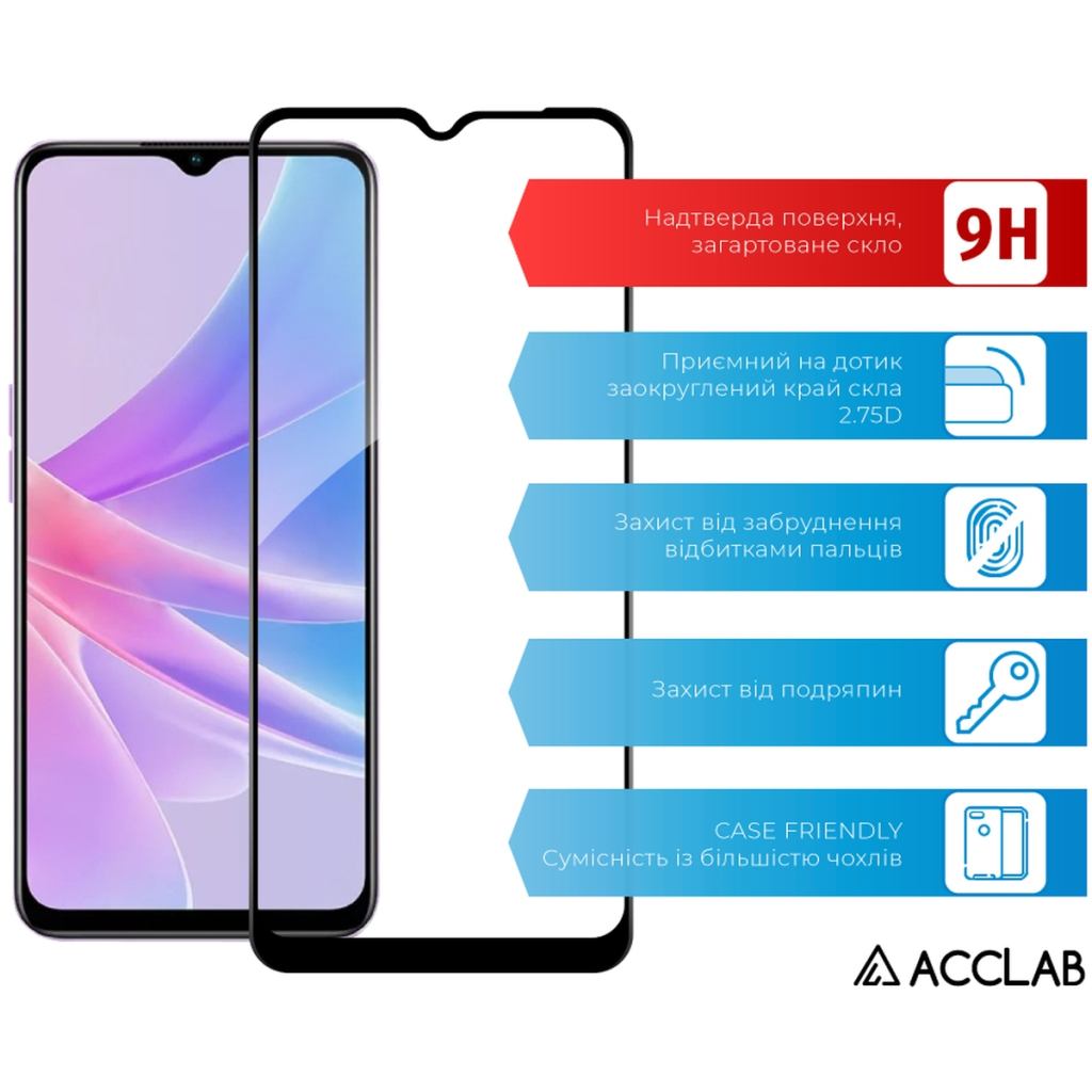 Скло захисне ACCLAB Full Glue Oppo A58 4G Black (1283126583452) - зображення 3