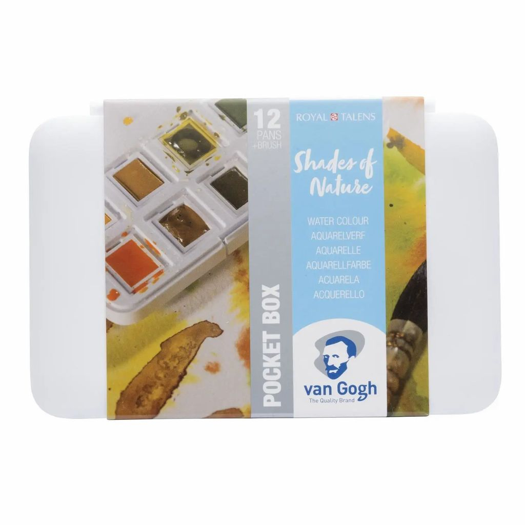 Акварельні фарби Royal Talens Van Gogh Pocket box Muted Colours 12 кольорів в кюветах, з пензликом (8712079422837) - зображення 1