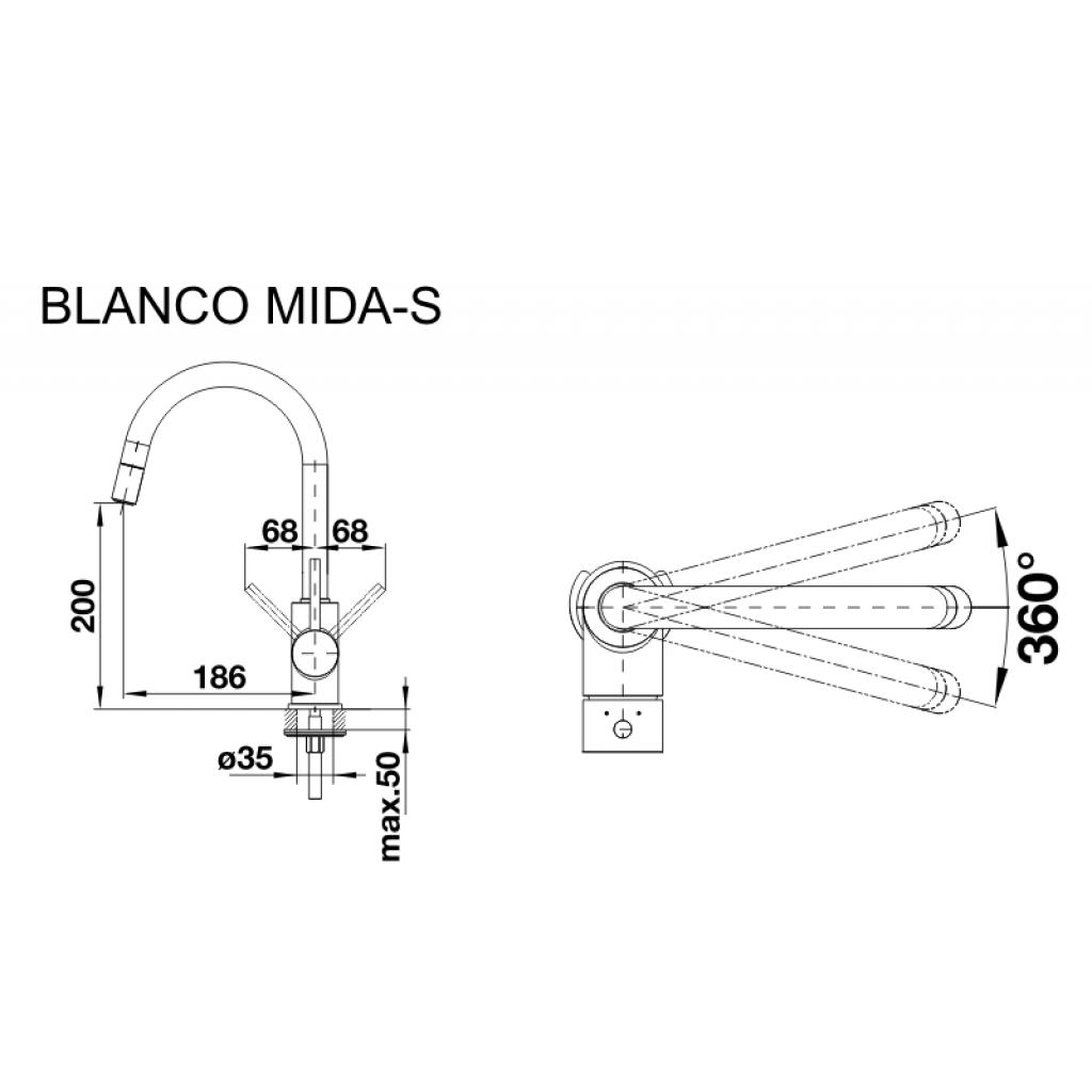 Змішувач Blanco MIDA-S БЕЛАЯ (521457) - зображення 2