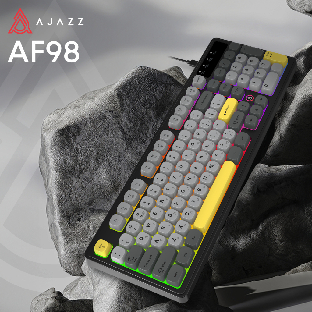 Клавіатура Ajazz AF98 USB UA Black/Grey/Yellow (AF98-BGY) - зображення 6