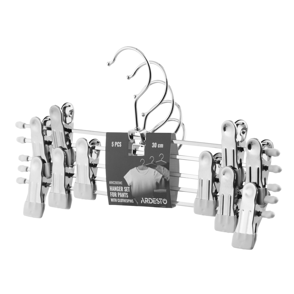 Плічка Ardesto Металеві З прищіпками для штанів Білий 30 см 5 шт. (ARHC2805WC) - зображення 2