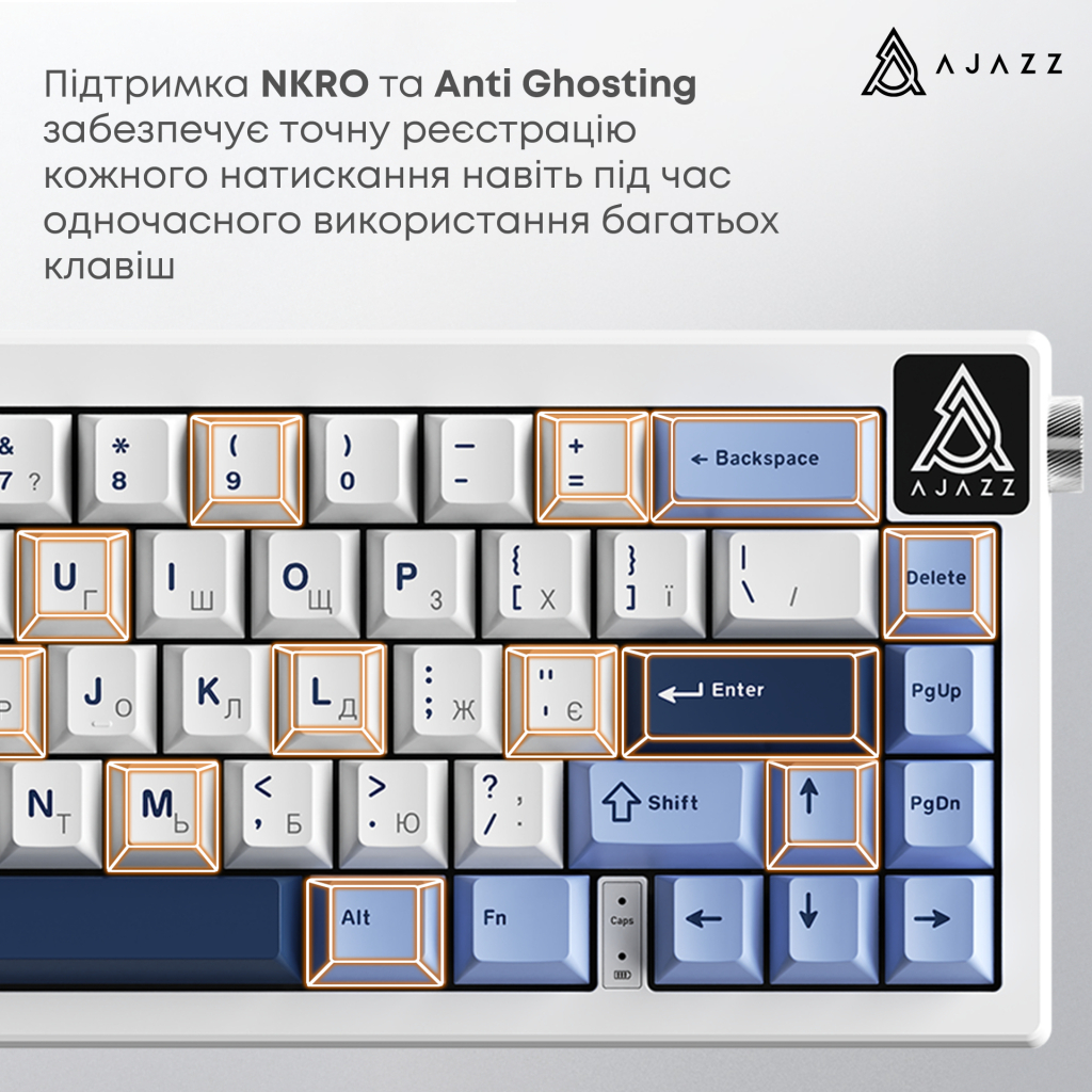 Клавіатура Ajazz AK650 Sea Salt Switch USB UA White/Blue (AK650-SS-BWB) - изображение 13