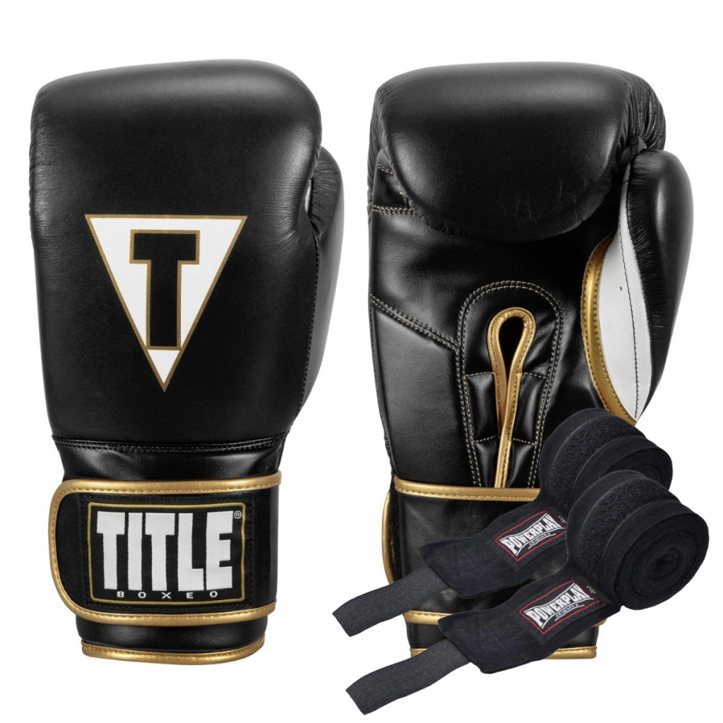 Боксерські рукавички Title Boxeo Mexican Leather Quatro Black/White 12 oz (BATGE4 12 oz BK/WH) - зображення 1