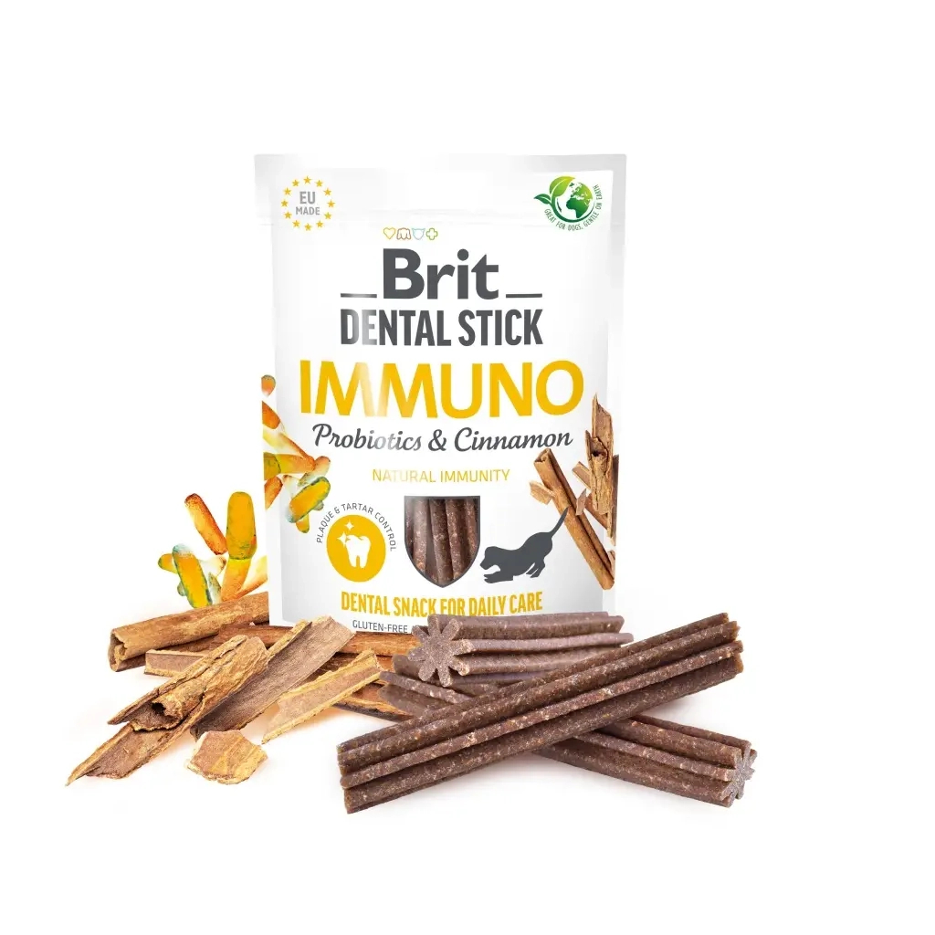 Ласощі для собак Brit Dental Stick Immuno пробіотики та кориця 251 г (8595602564378) - зображення 2