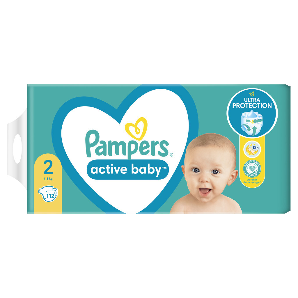 Підгузки Pampers Active Baby Розмір 2 (4-8 кг), 112 шт (8006540045909) - зображення 2