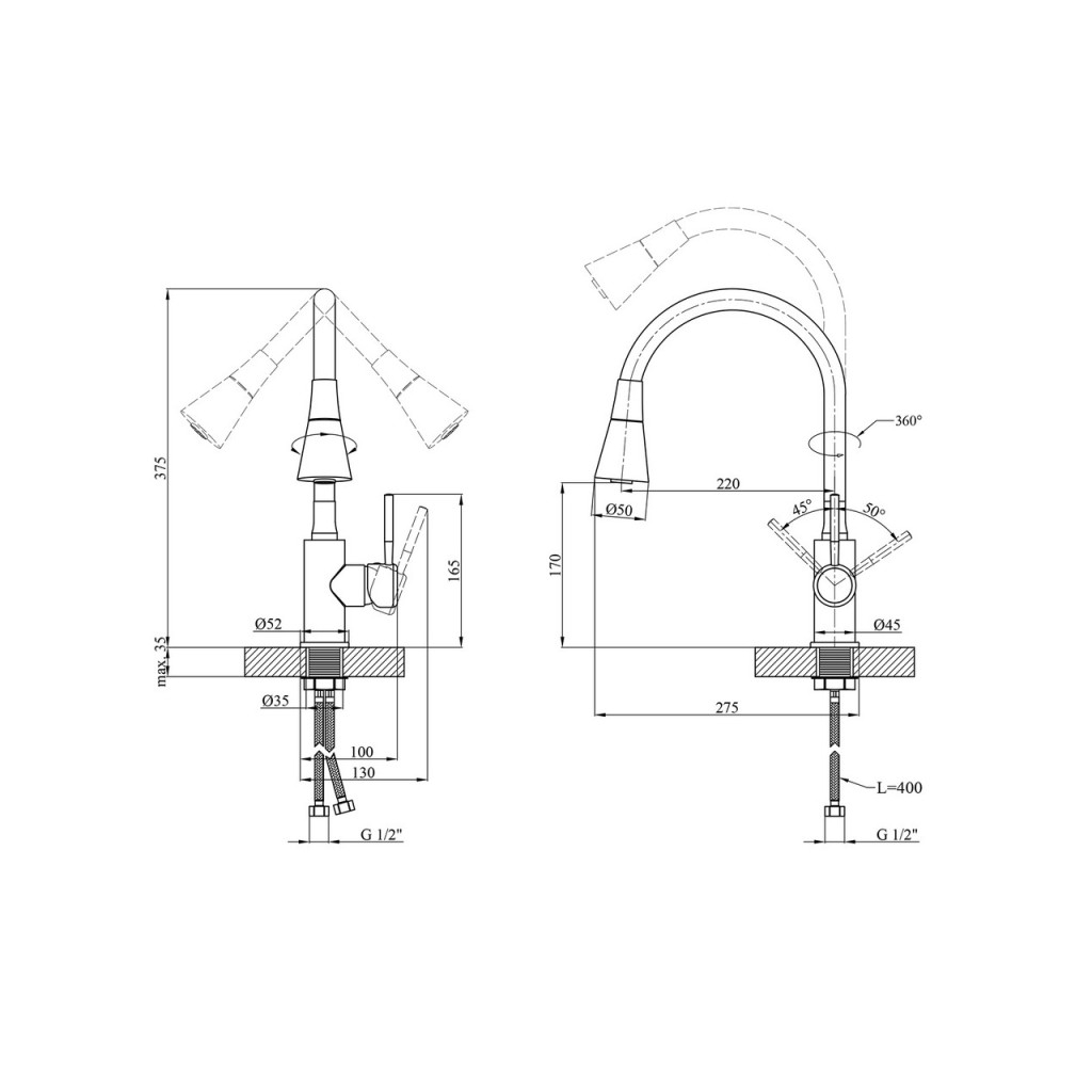 Змішувач Kroner Kuche-C132BLE - зображення 9