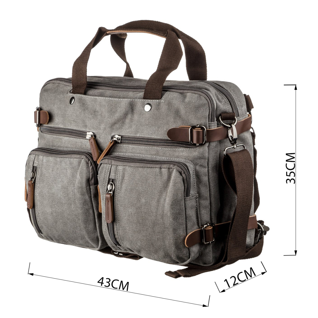 Сумка Vintage Трансформер текстильна велика Сіра (20151) - зображення 3