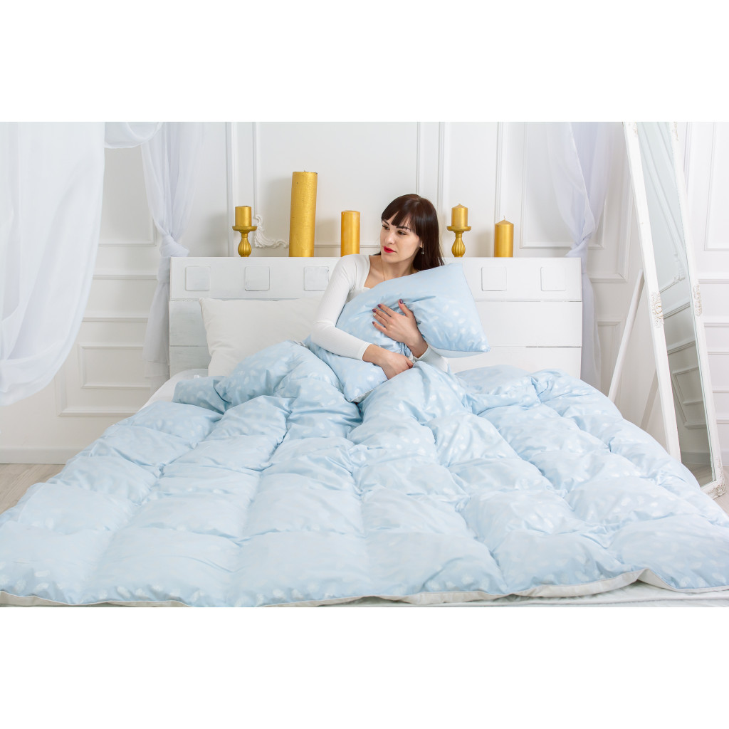 Ковдра MirSon Набір пуховий №2107 Bio-Blue Зима 90% пух 140х205 + подушки 50х70 2 шт м'які (2200003021776) - зображення 11