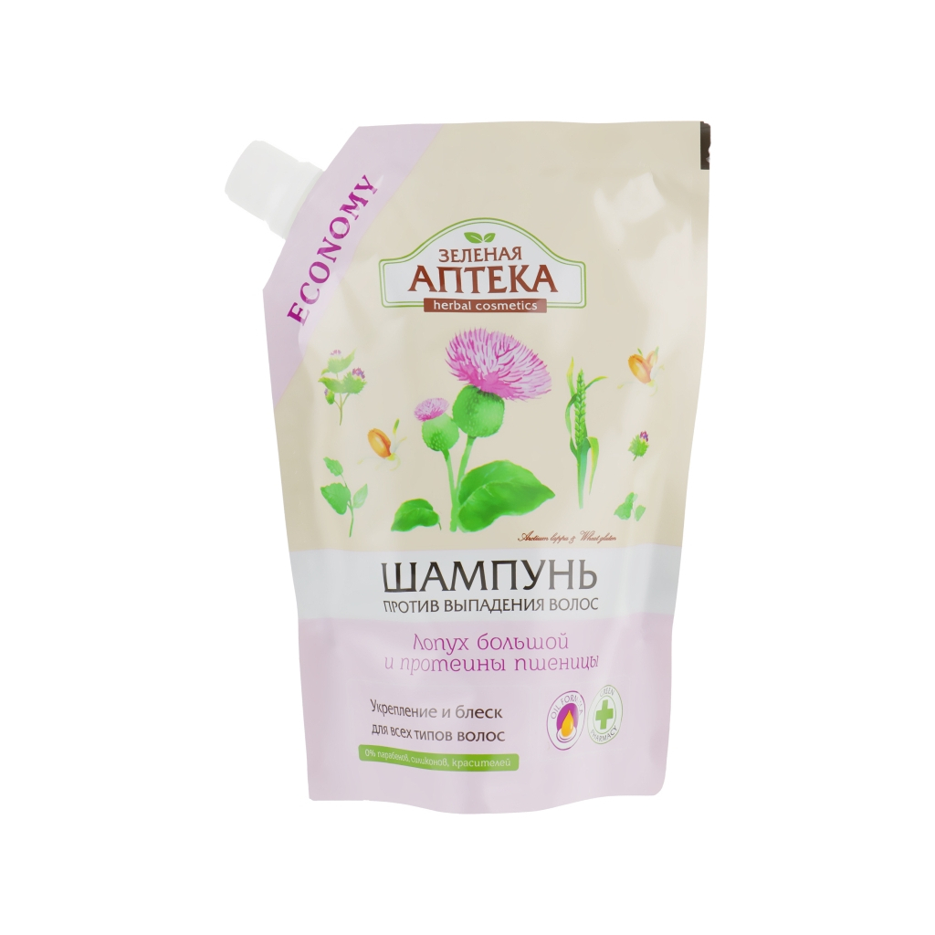 Шампунь Зелена Аптека Лопух великий та протеїни пшениці дой-пак 200 мл (4823015924095) - зображення 1