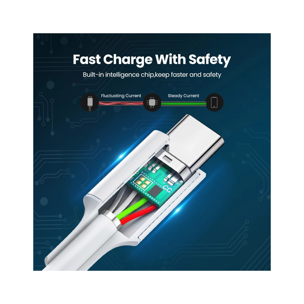 Дата кабель USB-C to USB-C 0.5m 3A 60W US264 white Ugreen (60517) - зображення 6