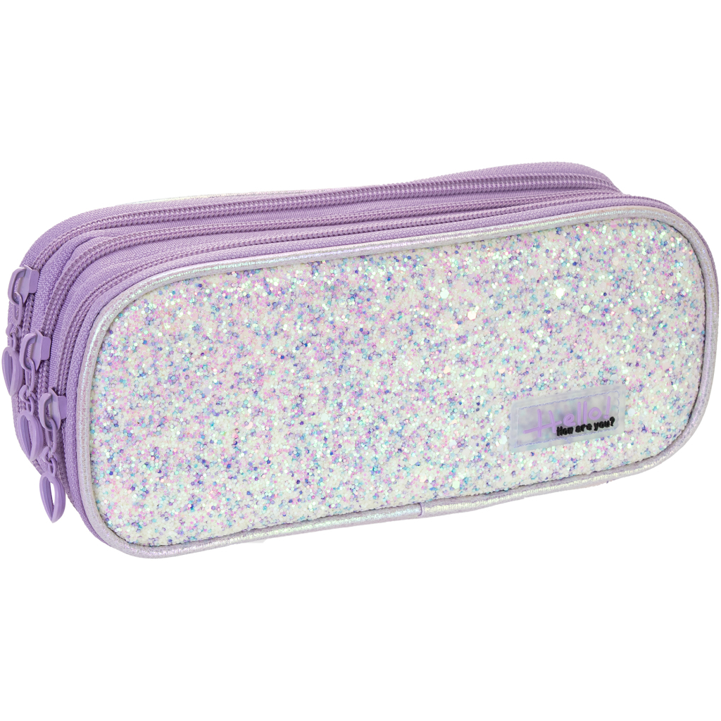 Пенал Cool For School з блискітками 3 відділення фіолетовий (CF87049) - зображення 1