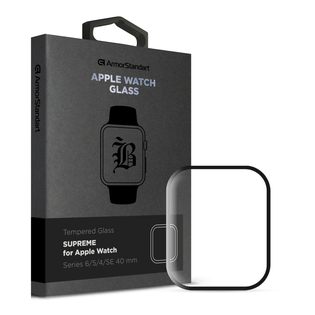 Скло захисне Armorstandart Supreme Black Icon Apple Watch Series 6/5/4/SE 40 mm (ARM77082) - зображення 1