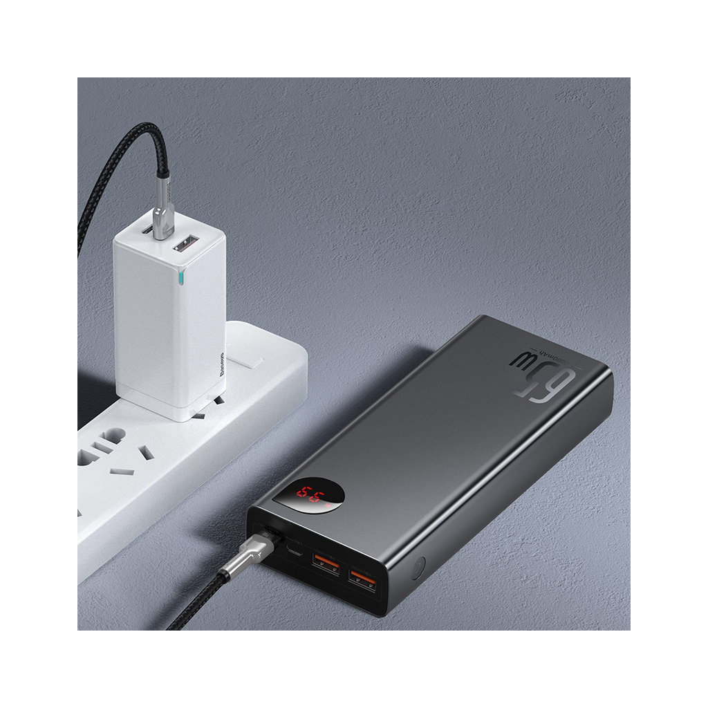 Батарея універсальна Baseus Adaman Metal 20000mAh, PD/65W, QC/3.0, +cable USB to Type-C (PPIMDA-D01 / P10021506112-01) - зображення 5