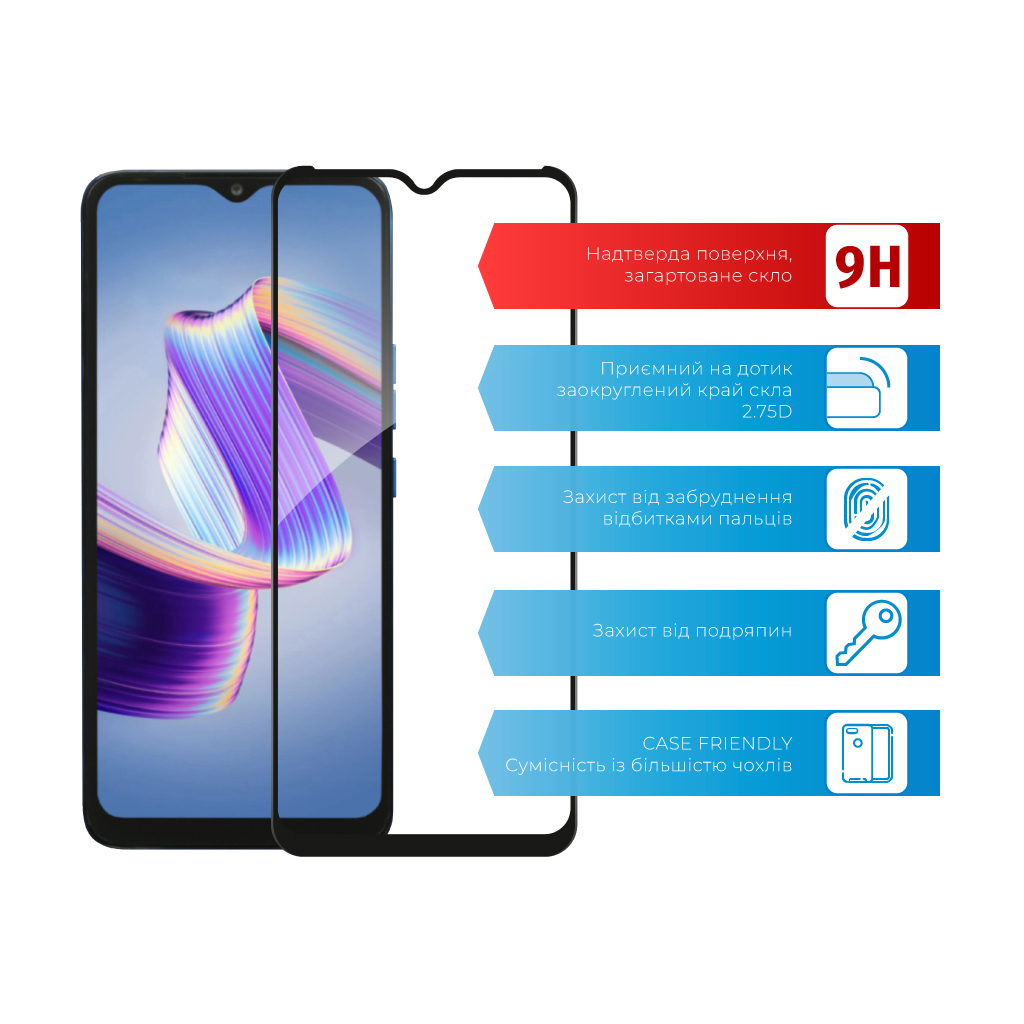 Скло захисне ACCLAB Full Glue Tecno Pop 5 LTE (1283126535345) - зображення 2
