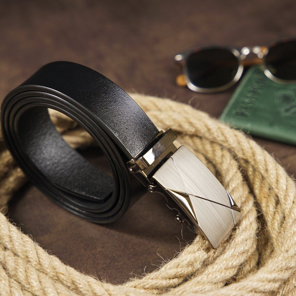 Ремінь Vintage Чоловічий з пряжкою автомат діагональ Чорний (20252) - зображення 8