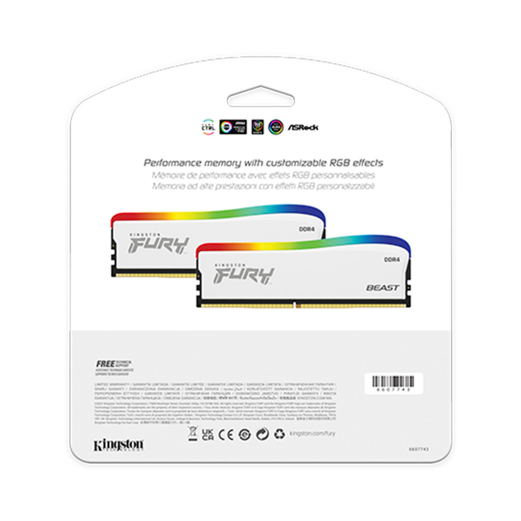 Модуль пам'яті для комп'ютера DDR4 32GB (2x16GB) 3600 MHz Beast White RGB SE Kingston Fury (ex.HyperX) (KF436C18BWAK2/32) - зображення 5
