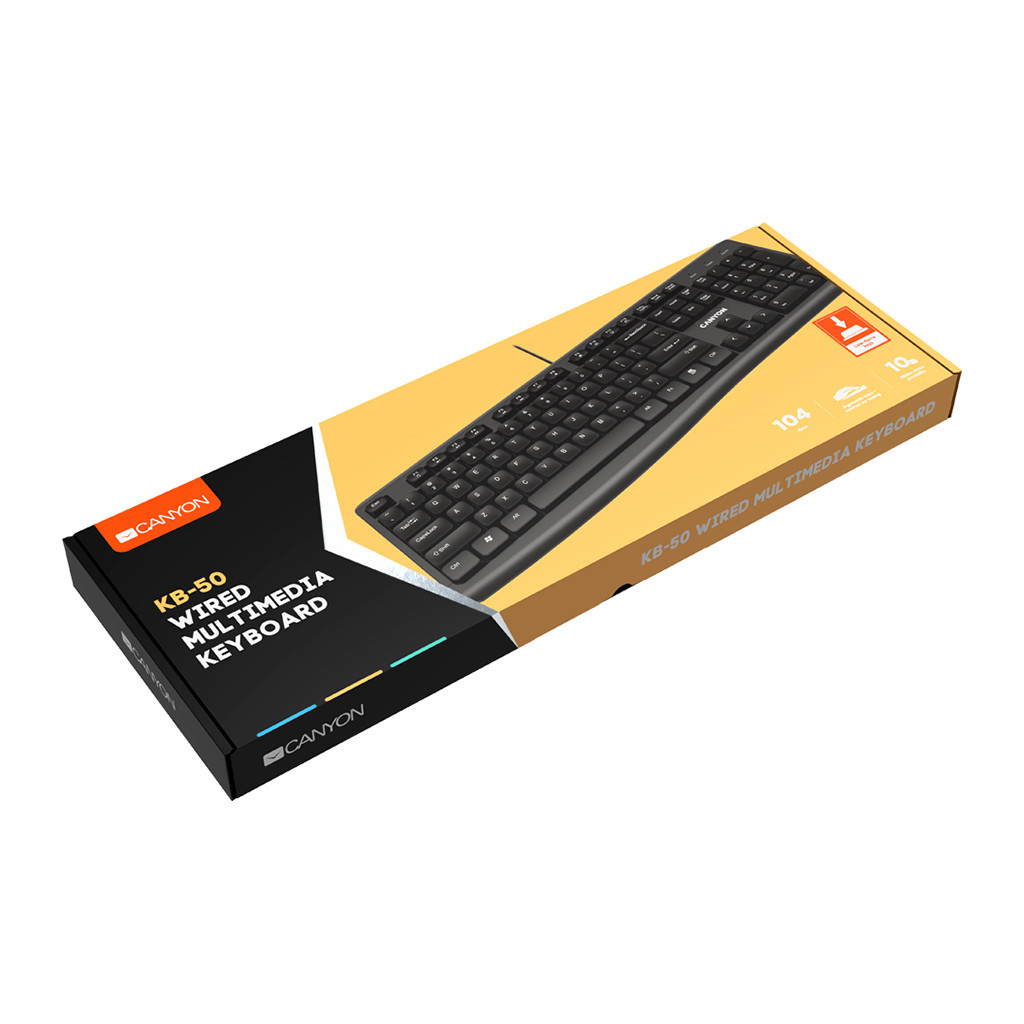 Клавіатура Canyon KB-50 Slim USB UA Black (CNE-CKEY5) - зображення 4