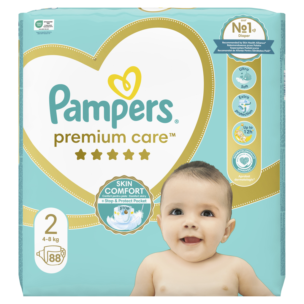 Підгузки Pampers Premium Care Розмір 2 (4-8 кг) 88 шт (8006540857717) - зображення 2