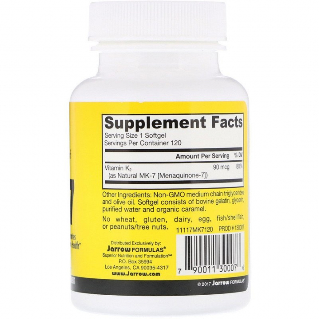Вітамін Jarrow Formulas Вітамін K2 в формі MK-7, 90 мкг, MK-7, Vitamin K2 as MK-7, 1 (JRW-30007) - зображення 2
