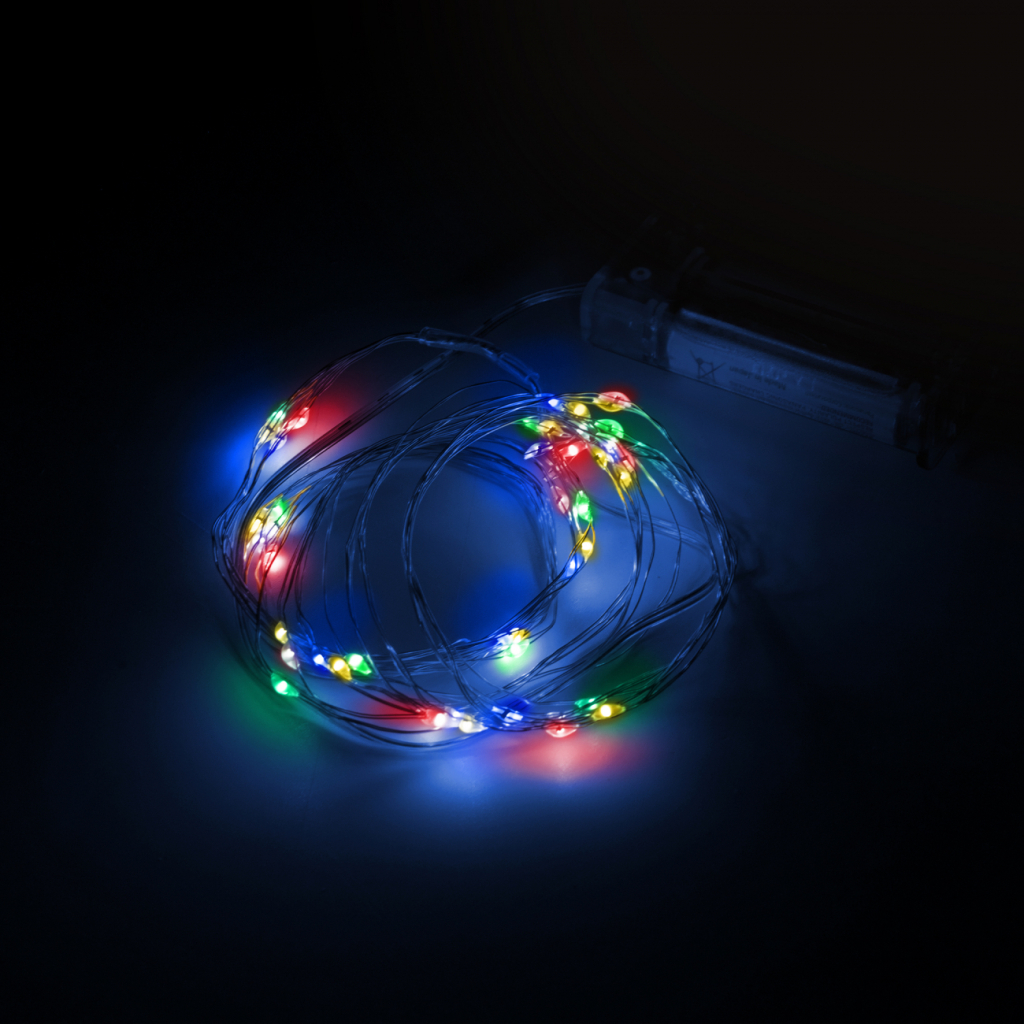 Гірлянда YES! Fun Нитка на мідному дроті 60 LED Різнокольорова 6 м Статична На батарейках (975031) - зображення 3