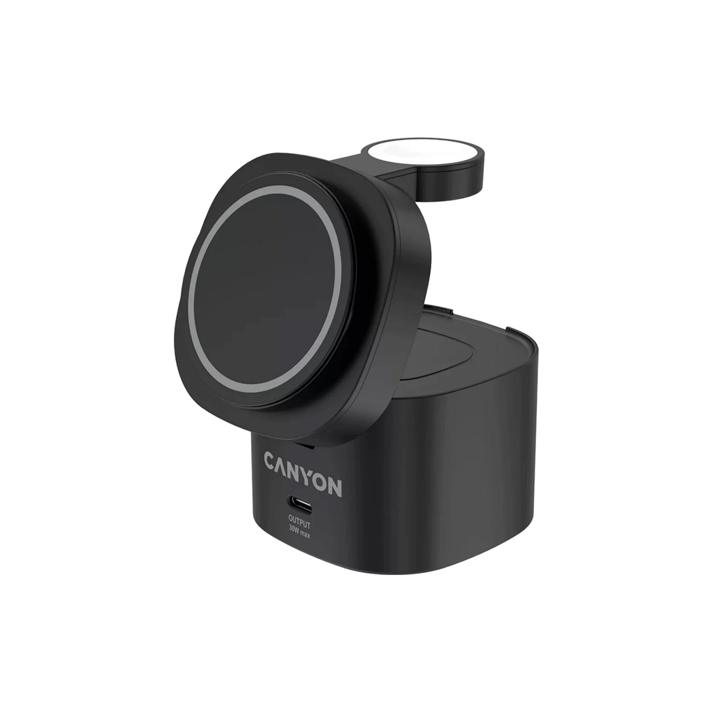 Зарядний пристрій Canyon 4-in-1 wireless charging stand 30W + cable 1.0m black (CNS-WCS405BW/A) - зображення 2