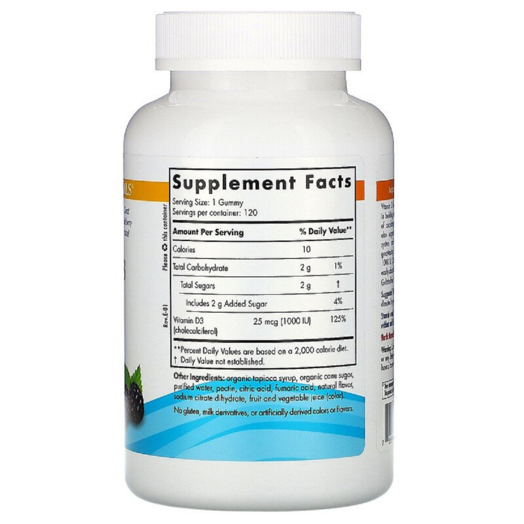 Вітамін Nordic Naturals Вітамін D3, 1000 МО, Смак Ягід, Vitamin D3, 120 жувальних ве (NOR-31141) - зображення 2