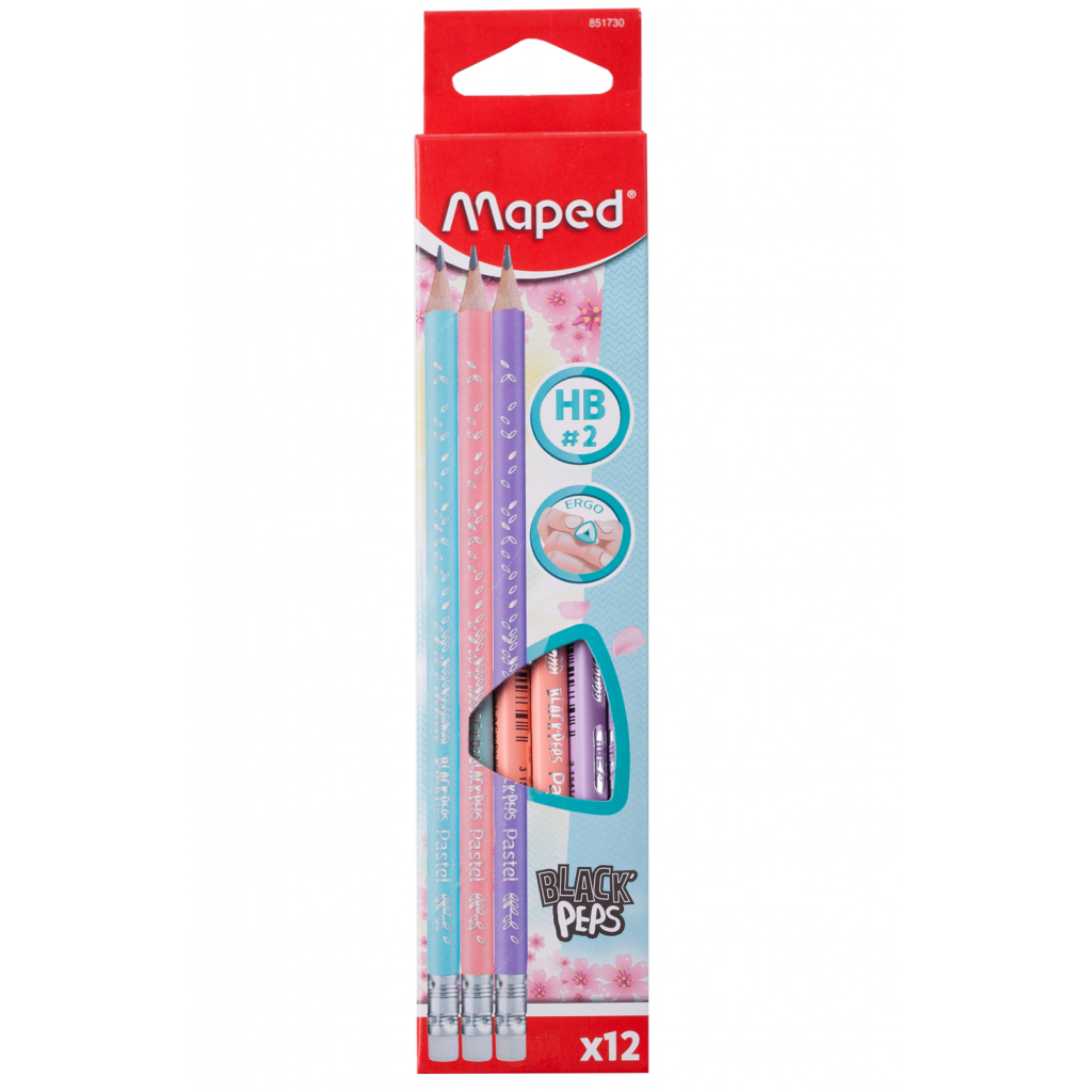 Олівець графітний Maped BLACK PEPS, HB, з ластиком, PASTEL (MP.851730) - зображення 2