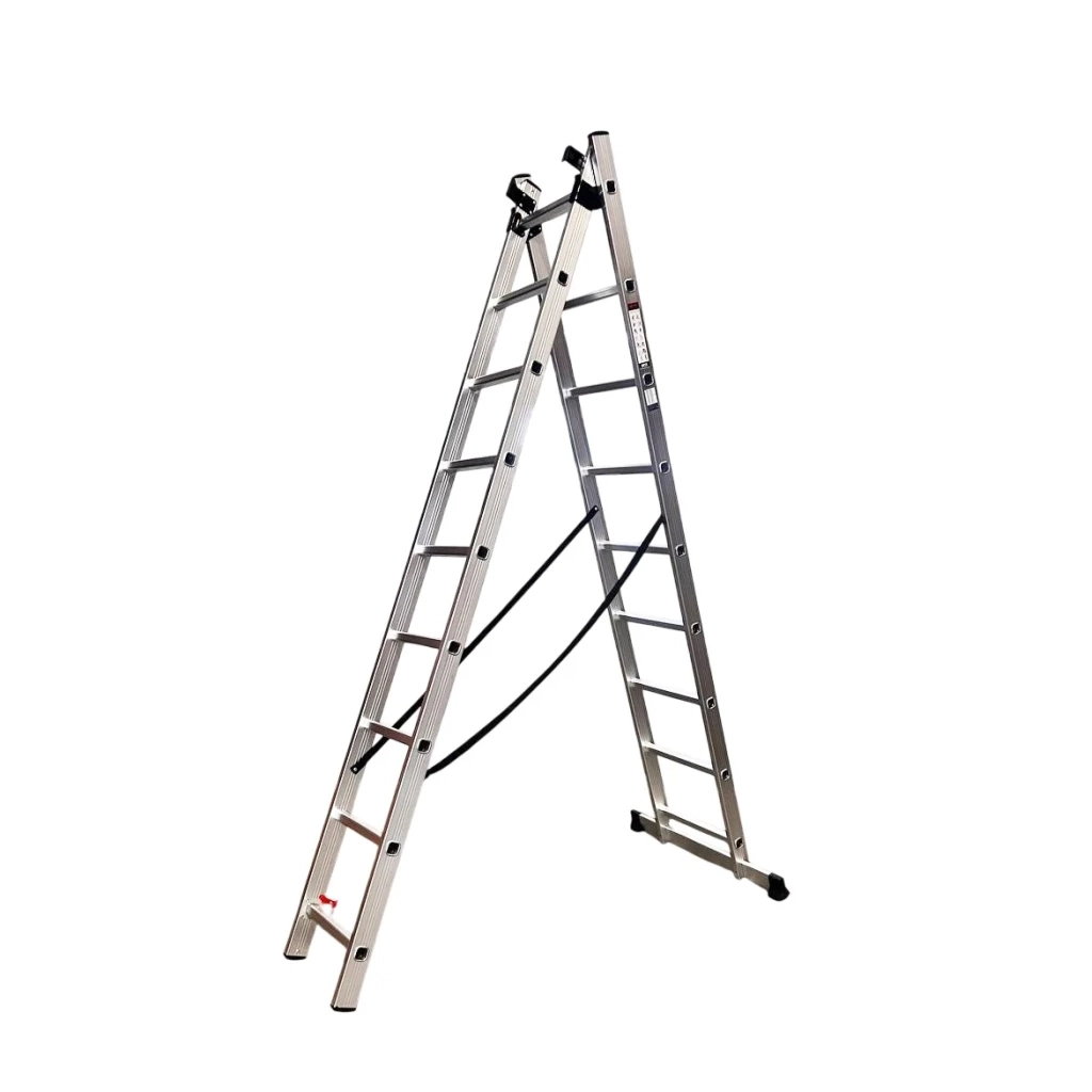 Драбина GTM 3-секції, розкладна, 3*9сх. 2,45-5,69м (KME309) - зображення 2