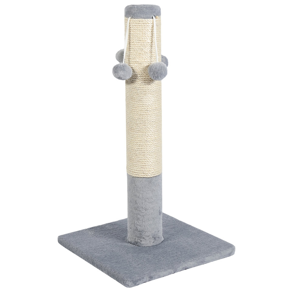 Дряпка (кігтеточка) для котів Природа Д04 стовпчик з 4-ма бубонами 67 cм (сіра) (4820157402924) - зображення 1