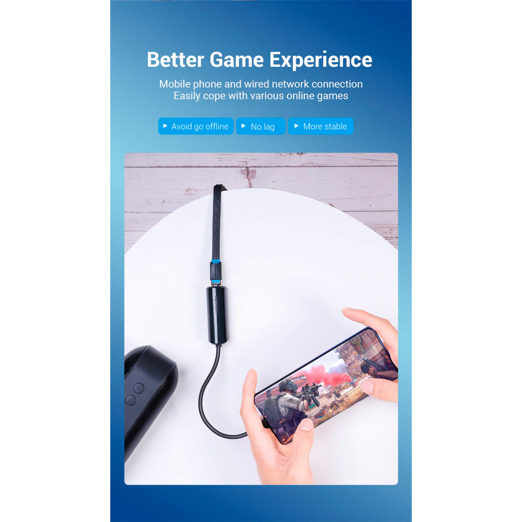 Перехідник USB3.1 Type-C to Ethernet RJ45 100 Mb Vention (CFABB) - изображение 6