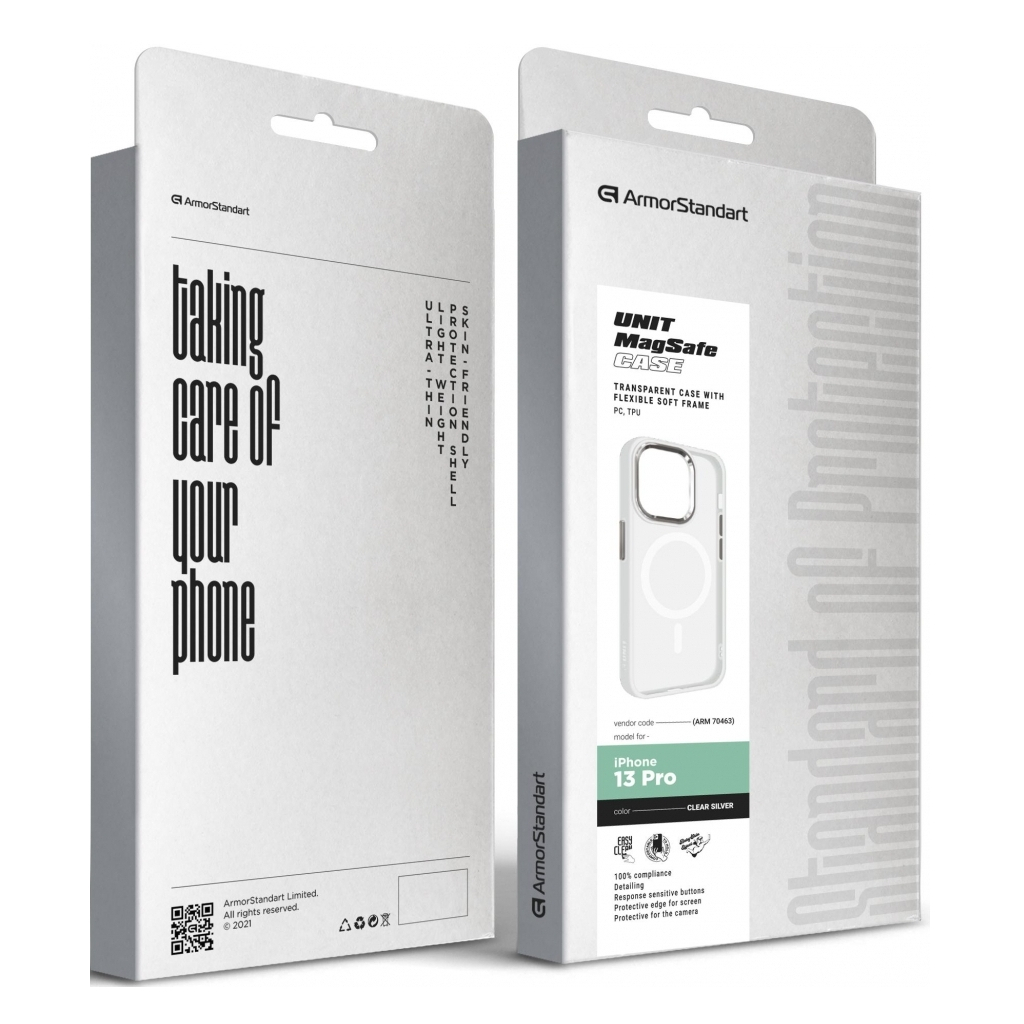 Чохол до мобільного телефона Armorstandart Unit MagSafe Apple iPhone 13 Pro Matte Clear Silver (ARM70463) - зображення 6