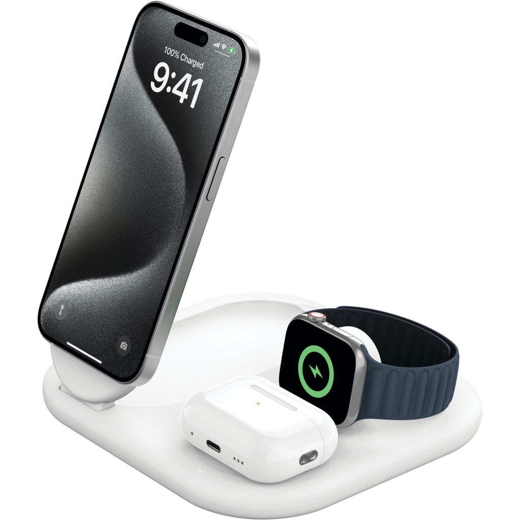 Зарядний пристрій Belkin 3in1 Magnetic Foldable iPhone/Watch/AirPods Qi2 15W white (WIZ029VFWH) - изображение 7