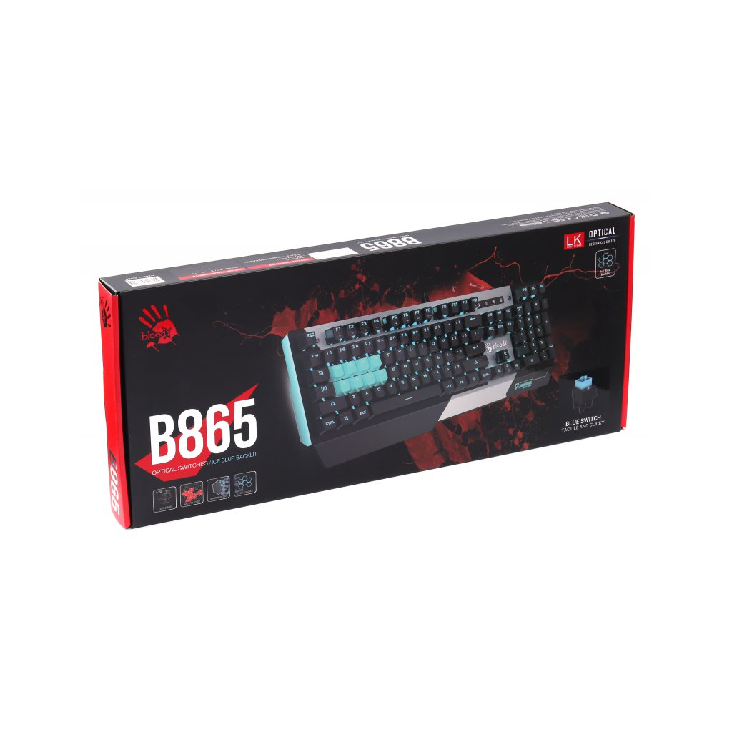 Клавіатура A4Tech Bloody B865 LK Blue Gun Grey - зображення 8