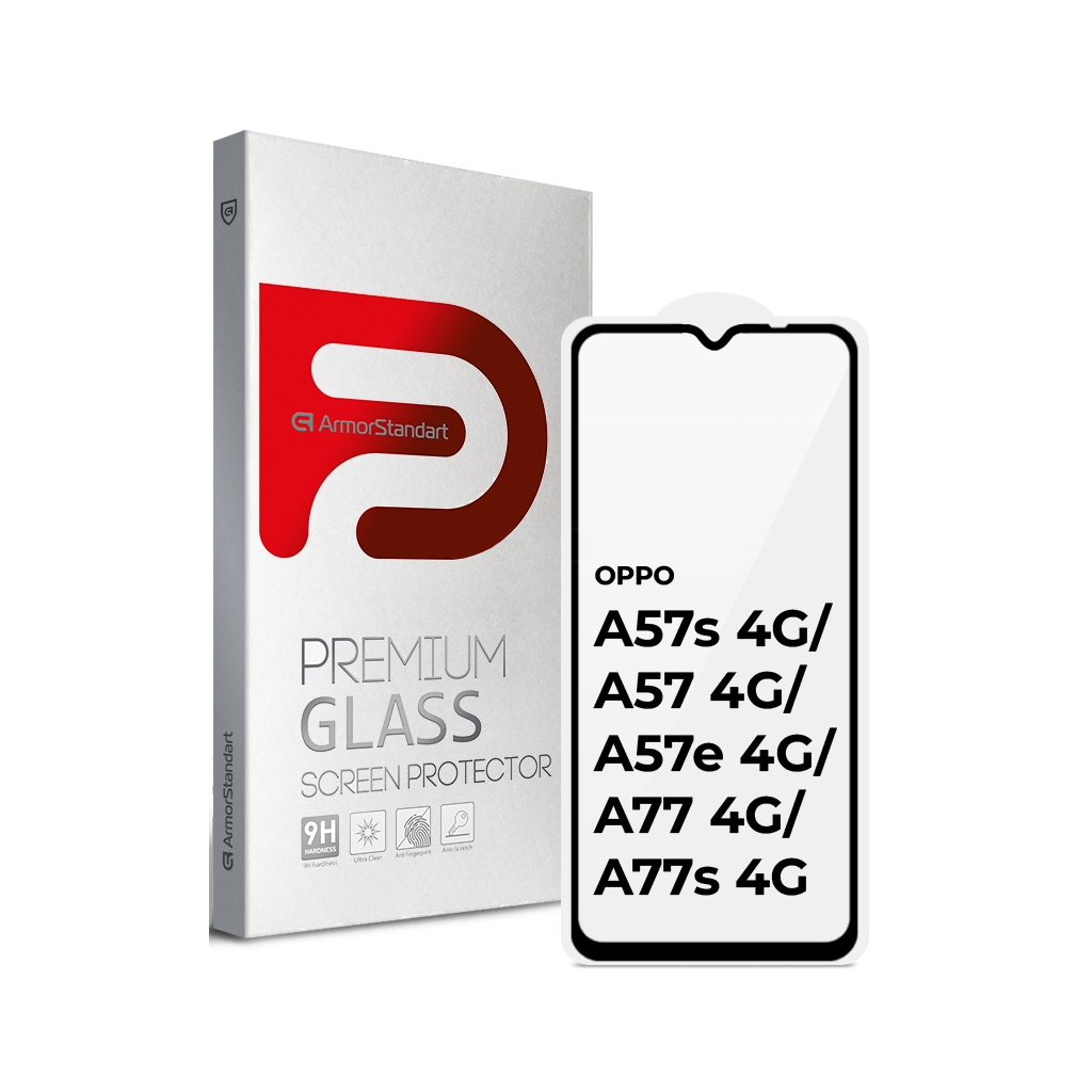 Скло захисне Armorstandart Full Glue OPPO A57s 4G/A57 4G/A57e 4G/A77 4G/A77s 4G Black (ARM64685) - зображення 1