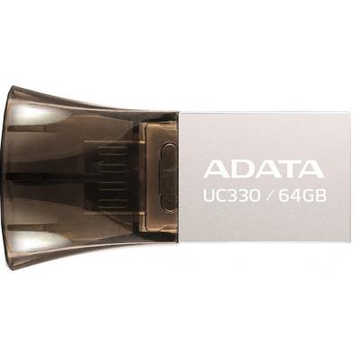 USB флеш накопичувач ADATA 64GB UC330 Black USB 2.0 OTG (AUC330-64G-RBK) - зображення 1