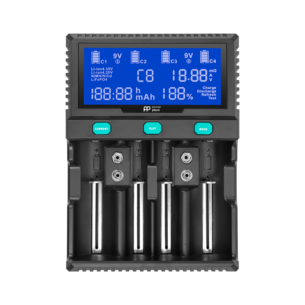 Зарядний пристрій для акумуляторів PowerPlant PP-A4 (Ni-MH,Cd,Li-ion,LiFePO4 / input AC 100V-240V DC 12V) (AA620173) - зображення 1