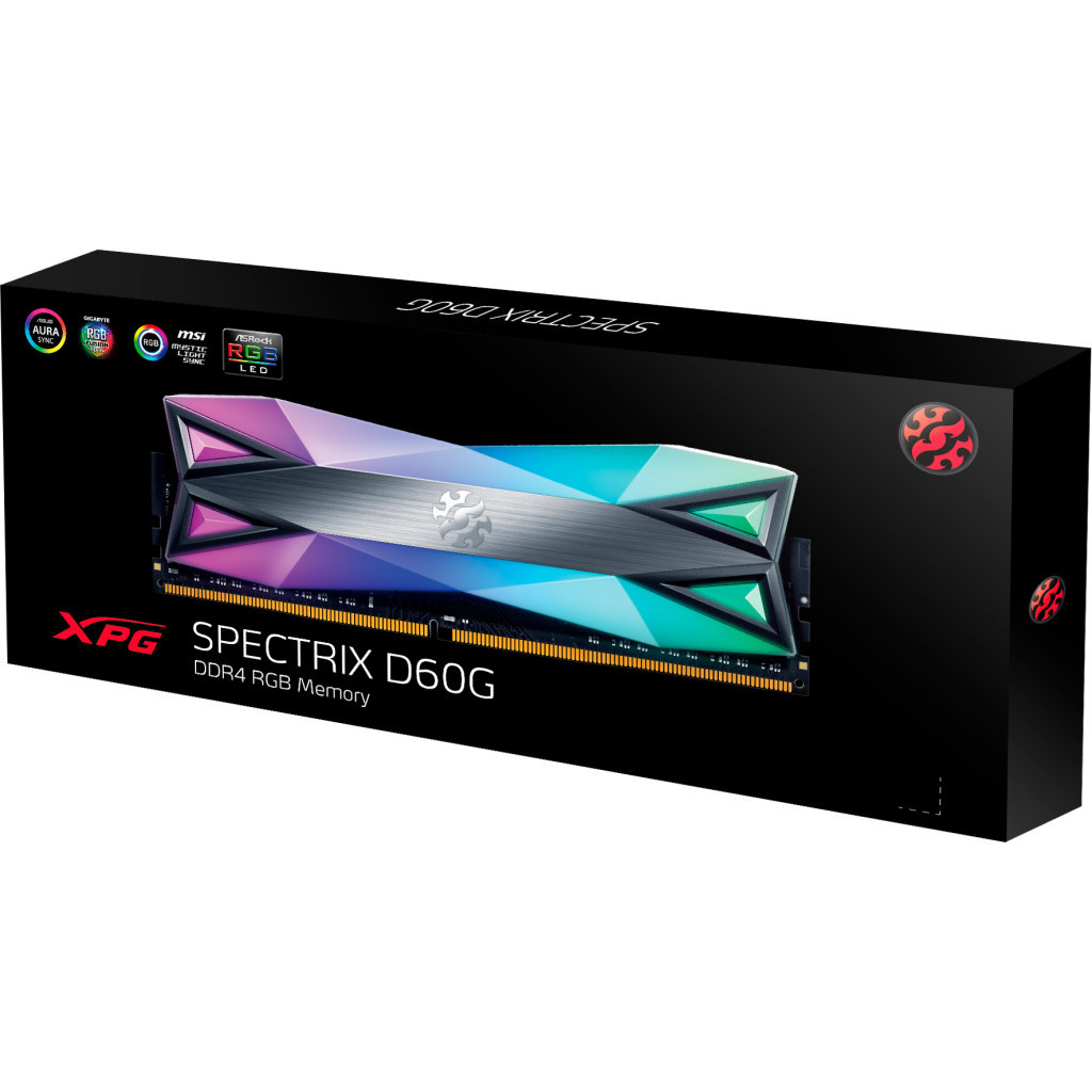Модуль пам'яті для комп'ютера DDR4 8GB 3600 MHz XPG Spectrix D60G RGB Tungsten Gray ADATA (AX4U36008G18I-ST60) - зображення 4