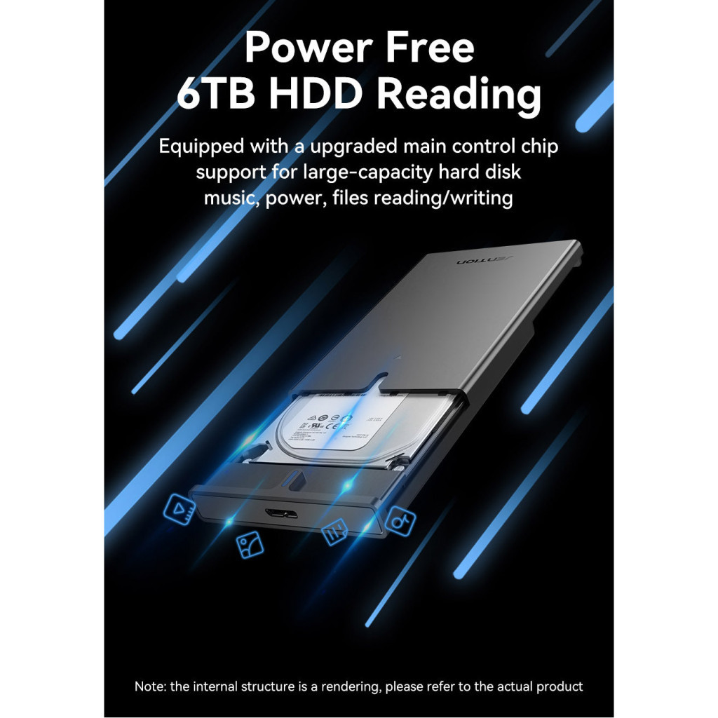 Кишеня зовнішня Vention 2.5" HDD/SSD USB 3.0 Micro-B Black (KPAB0) - зображення 5